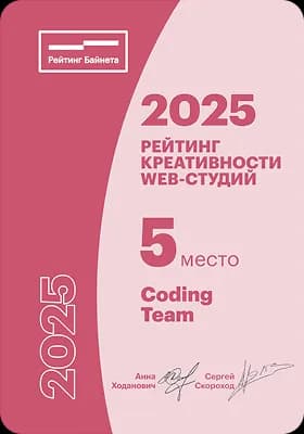 Рейтинг Байнета 2025 5 место, Рейтинг креативности WEB студии